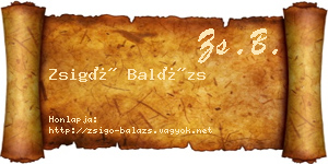 Zsigó Balázs névjegykártya